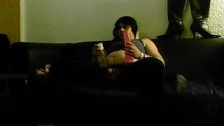 Transexual com um grande consolo para se divertir Transexual com um grande consolo para se divertir