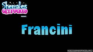 Tranny Francini sugando cada gota de porra